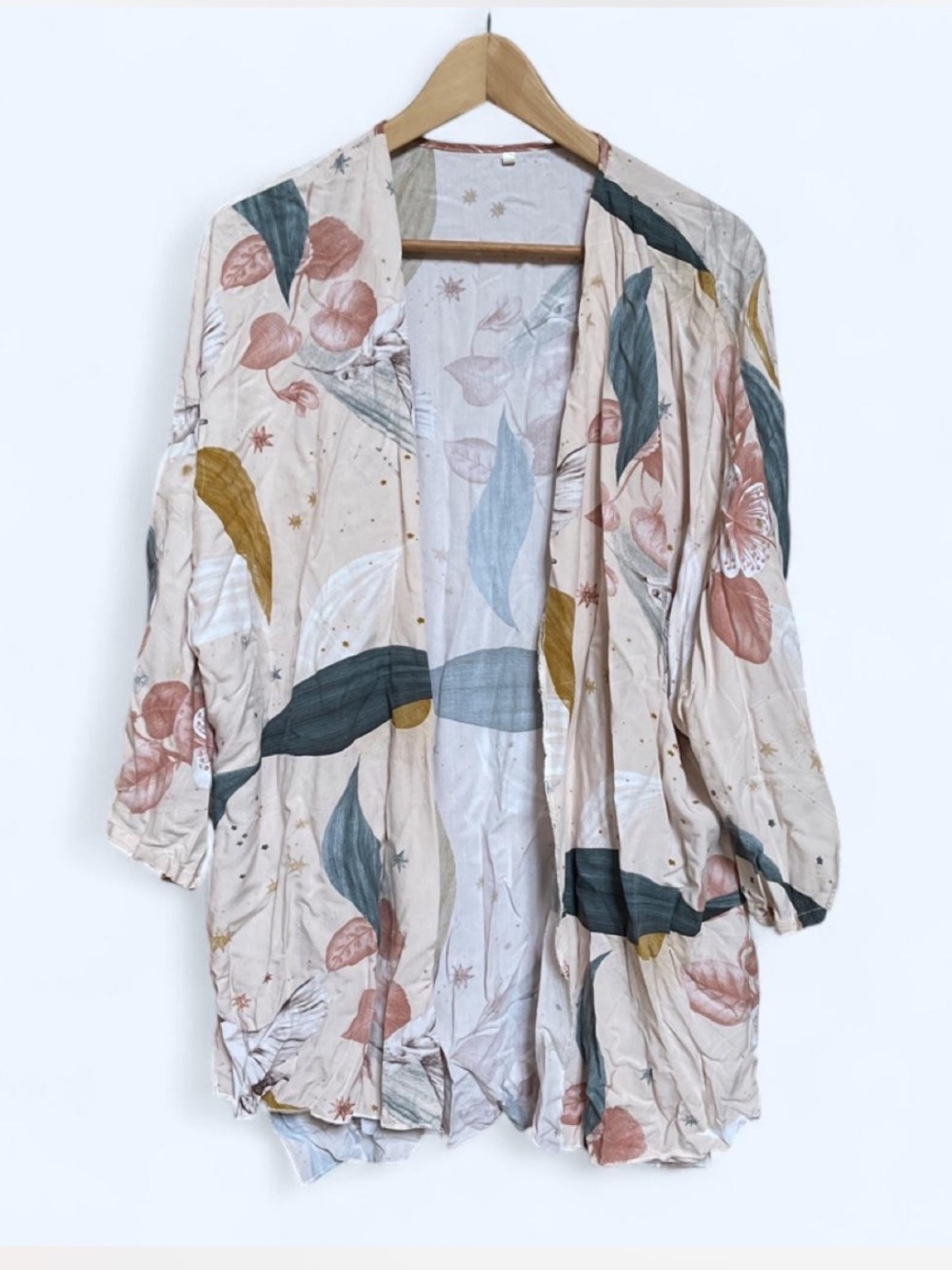 3/$10 Floral Boho Open-Front Kimono Cardigan - Neutral Blush